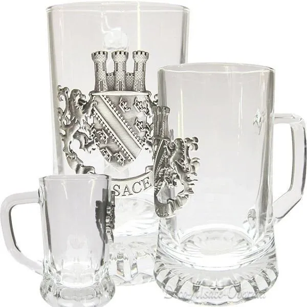Beer Mug 20 cl with Pewter Plate Alsace