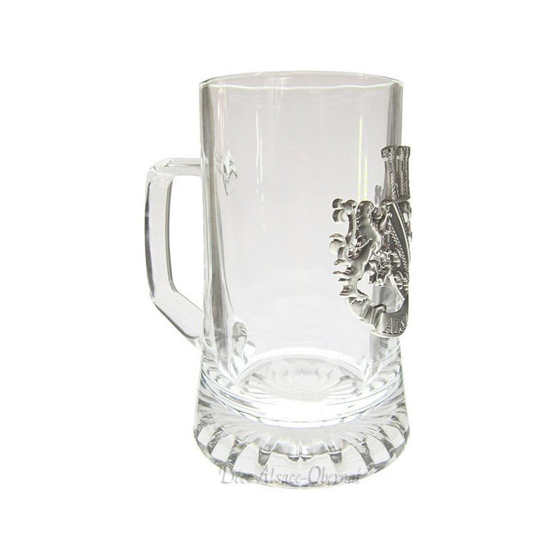Chope à Bière 40 cl avec Plaque en Étain Alsace