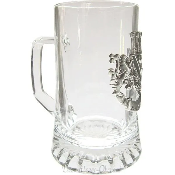 Chope à Bière 40 cl avec Plaque en Étain Alsace
