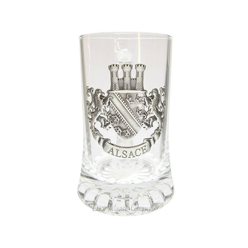 Chope à Bière 40 cl avec Plaque en Étain Alsace