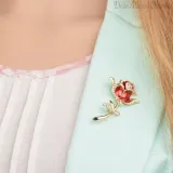 Broche Fantaisie dorée forme Rose sertie de Strass