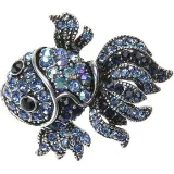 Silver fancy brooch in the shape of a Blue Fish, set with Rhinestones