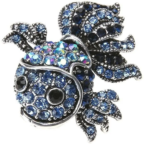 Silber-Brosche geformt fantastischer Fisch Strass besetzte Blau