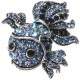 Silber-Brosche geformt fantastischer Fisch Strass besetzte Blau