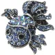 Broche Fantaisie argentée forme Poisson Bleu sertie de Strass