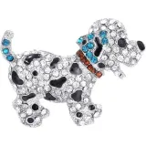 Broche Fantaisie argentée forme Chien sertie de Strass