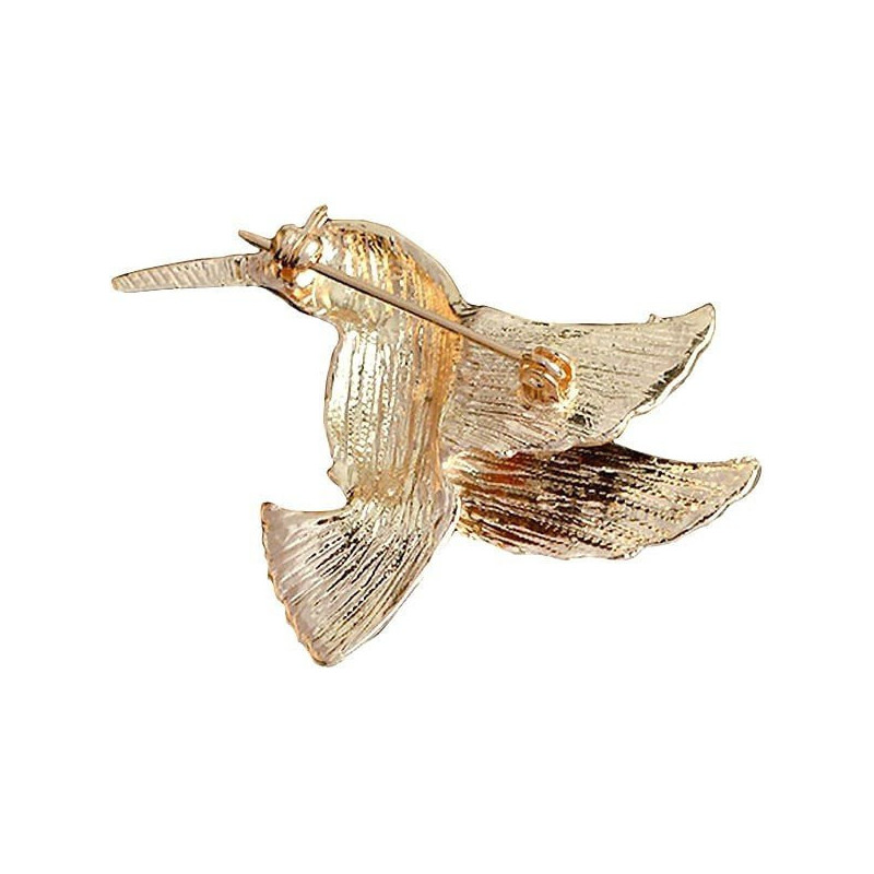 Broche Fantaisie dorée forme Oiseau Colibri