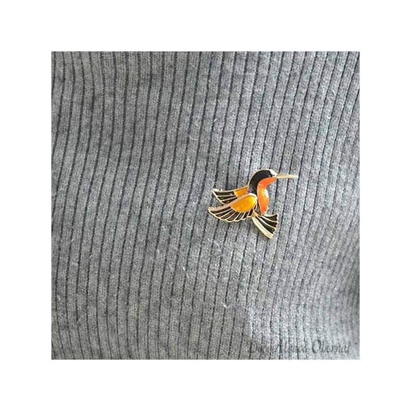 Broche Fantaisie dorée forme Oiseau Colibri