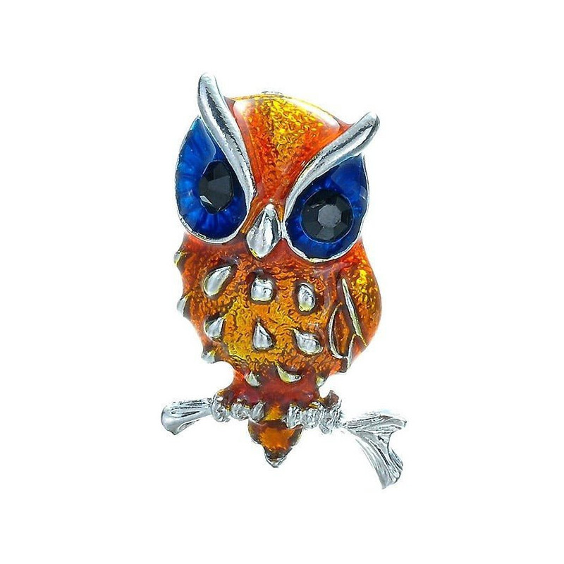 Fancy Silber Brosche mit Strass Eule
