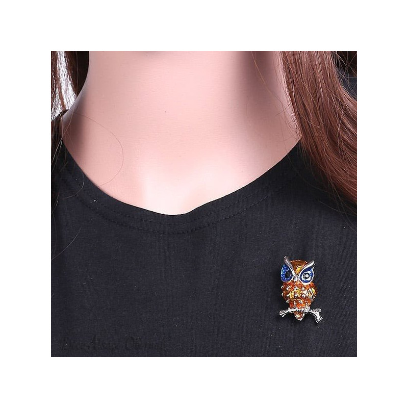Fancy Silber Brosche mit Strass Eule