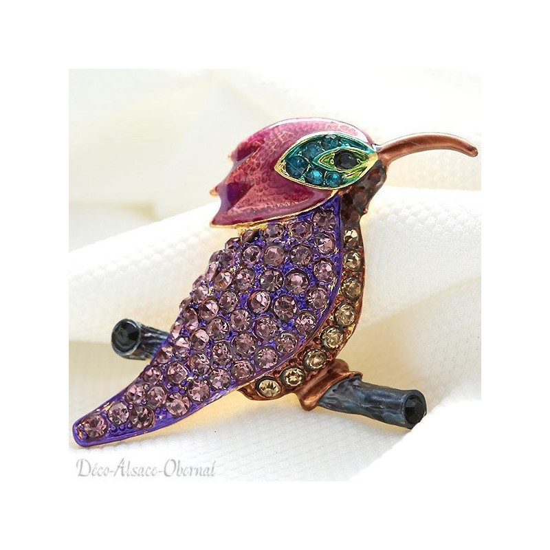 Silver fancy brooch in the shape of an Island Bird, set with rhinestones