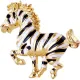 Broche Fantaisie dorée forme Cheval rayure Noire
