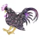 Broche Fantaisie dorée forme Coq sertie de Strass