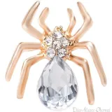 Golden fancy pins brooch spider shape set with rhinestones