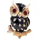Broche Fantaisie Hibou Noir et dorée sertie de Strass