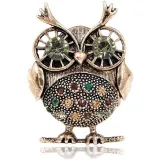 Broche Fantaisie Hibou Cuivré sertie de Strass