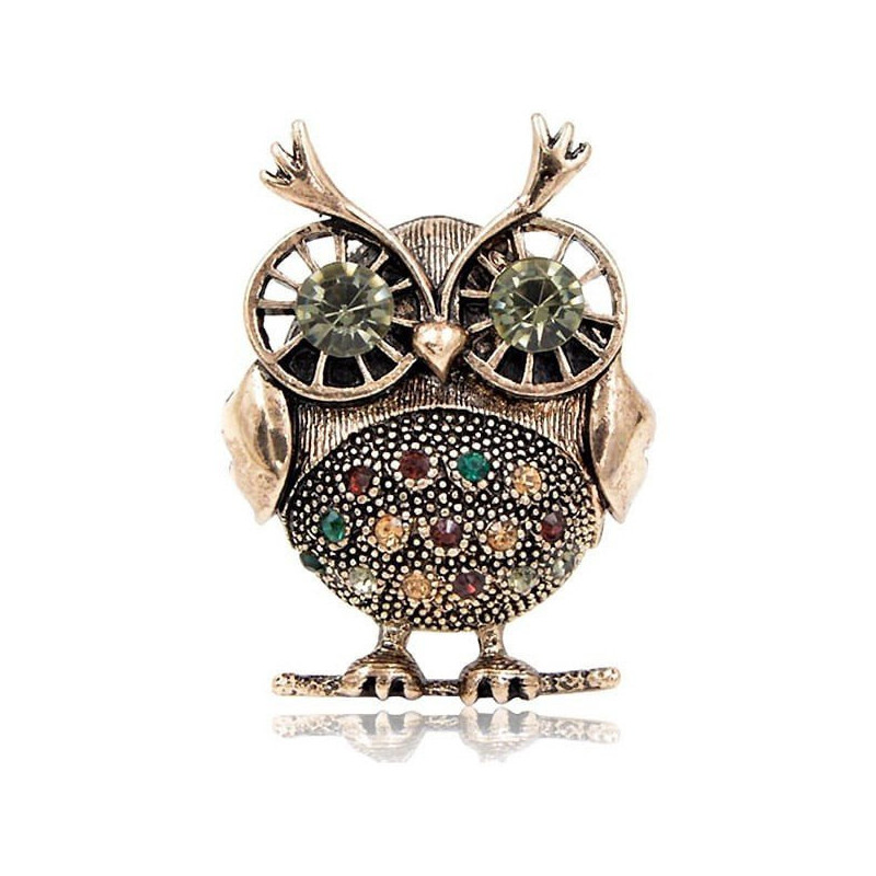 Fancy Owl Brosche Set mit Kupfer Strass