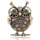 Broche Fantaisie Hibou Cuivré sertie de Strass