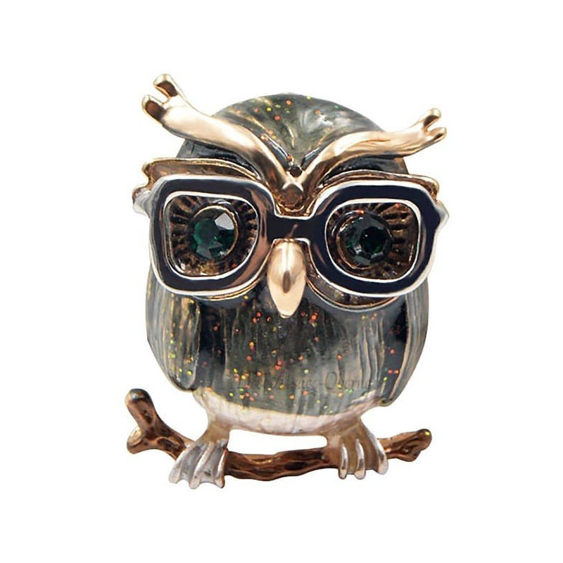 Fancy Owl Brooch with Bezel set with Rhinestones