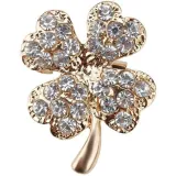 Fancy 4-leaf clover brooch set with rhinestones