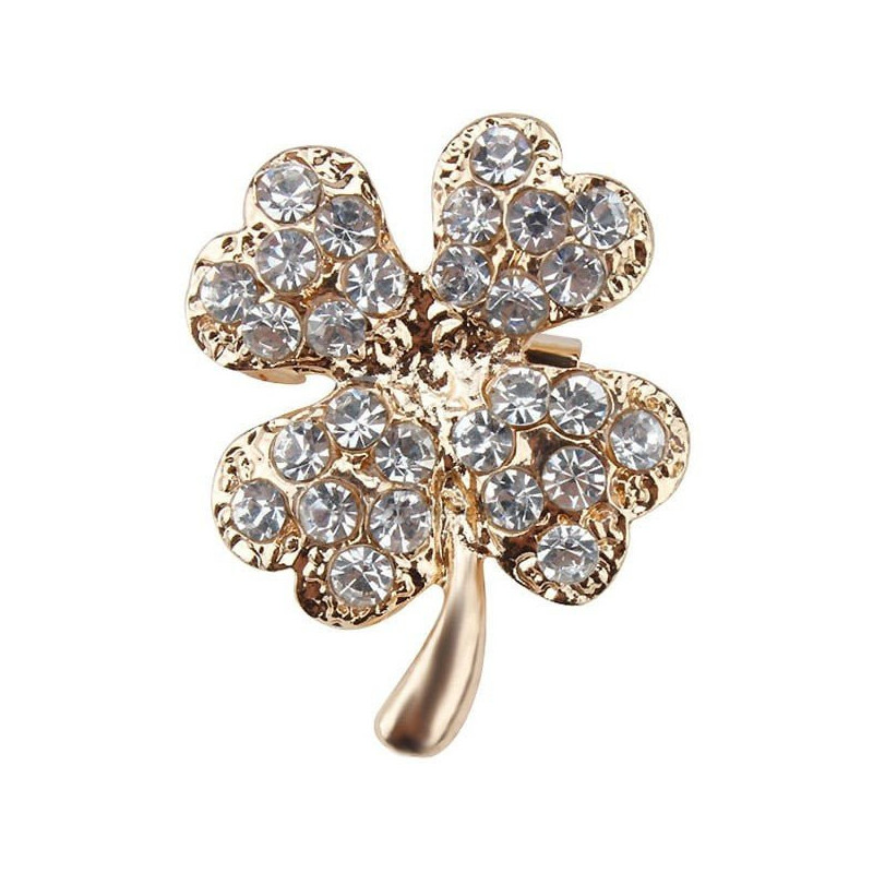Fancy 4-leaf clover brooch set with rhinestones