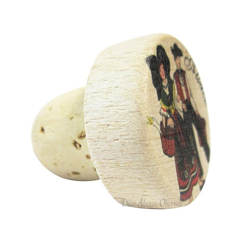 Colored Alsacian Couple Wood and Cork Stopper