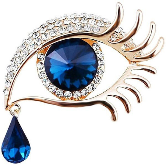 Broche Fantaisie dorée forme d'Oeil sertie de Strass