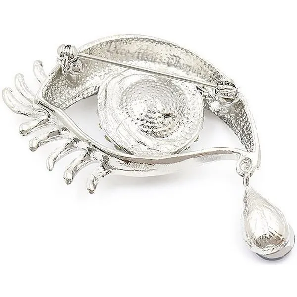Broche Fantaisie dorée forme d'Oeil sertie de Strass