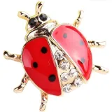 Broche Fantaisie dorée forme Coccinelle sertie de Strass