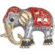 Golden fantasy brooch in the shape of an elephant with enamel paint