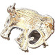 Golden fantasy brooch in the shape of an elephant with enamel paint