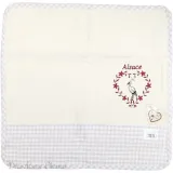Square Kitchen Towels 100% Cotton Ecru background with gray stripes embroidered Heart