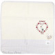 Square Kitchen Towels 100% Cotton Ecru background with gray stripes embroidered Heart