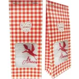 Red Gift Pouch Embroidered Hand Towel Alsatian Stork To Offer!