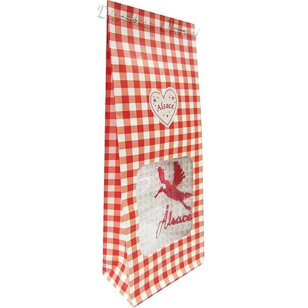 Pochon Cadeau rouge Essuie-Main brodé Cigogne d'Alsace à Offrir !