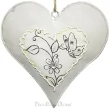 Coeur d'Alsace en Métal avec Papillons et Fleurs Strass