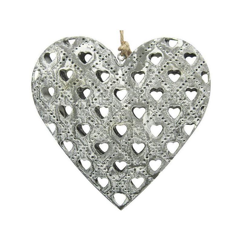 Coeur d'Alsace en Métal Gris effet Pierres découpe laser Coeurs