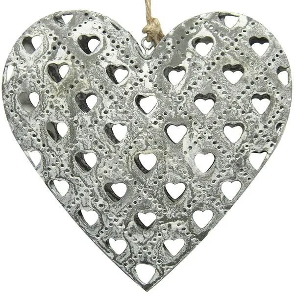 Coeur d'Alsace en Métal Gris effet Pierres découpe laser Coeurs