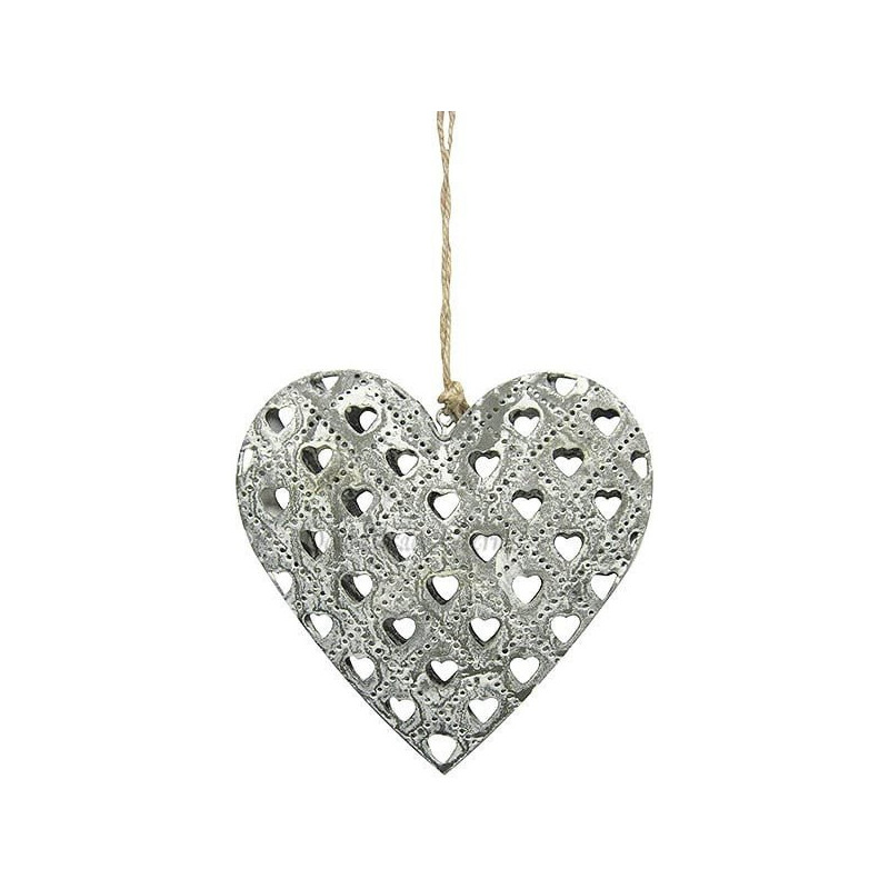 Coeur d'Alsace en Métal Gris effet Pierres découpe laser Coeurs