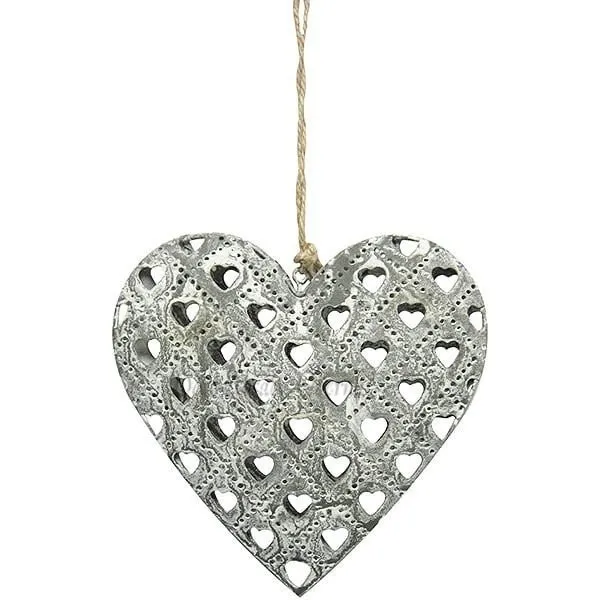 Coeur d'Alsace en Métal Gris effet Pierres découpe laser Coeurs