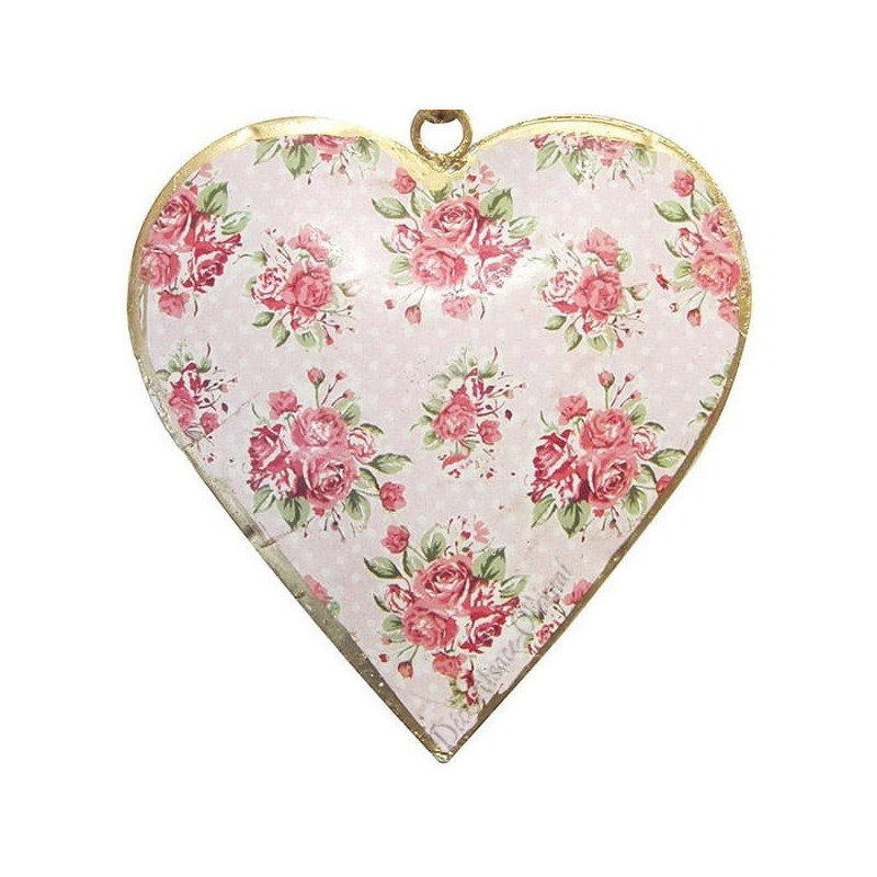 Herz Elsass in Metall rosa Hintergrund Vintage Dekor rosa Blumen