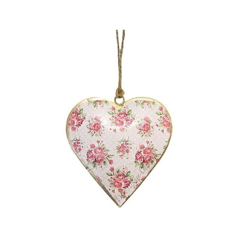 Herz Elsass in Metall rosa Hintergrund Vintage Dekor rosa Blumen
