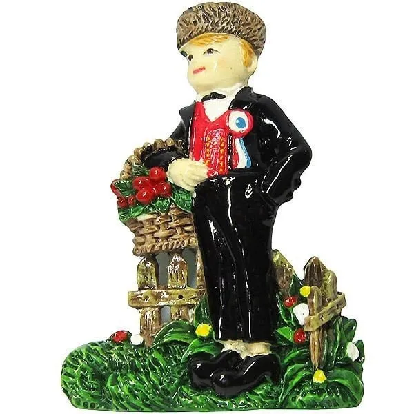 Magnet Dekorativer Elsässer einen Blumenstrauß trägt