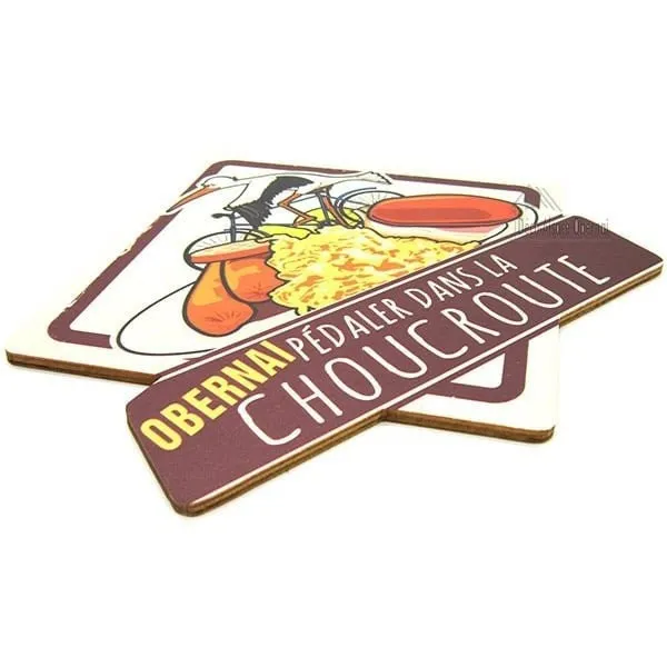 Plaque en Bois Pédaler dans la Choucroute à Obernai Blason Vintage