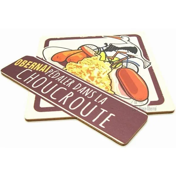 Plaque en Bois Pédaler dans la Choucroute à Obernai Blason Vintage