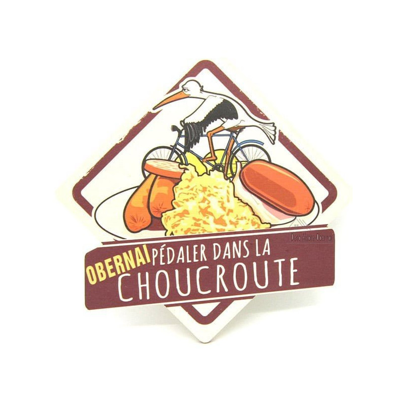 Plaque en Bois Pédaler dans la Choucroute à Obernai Blason Vintage