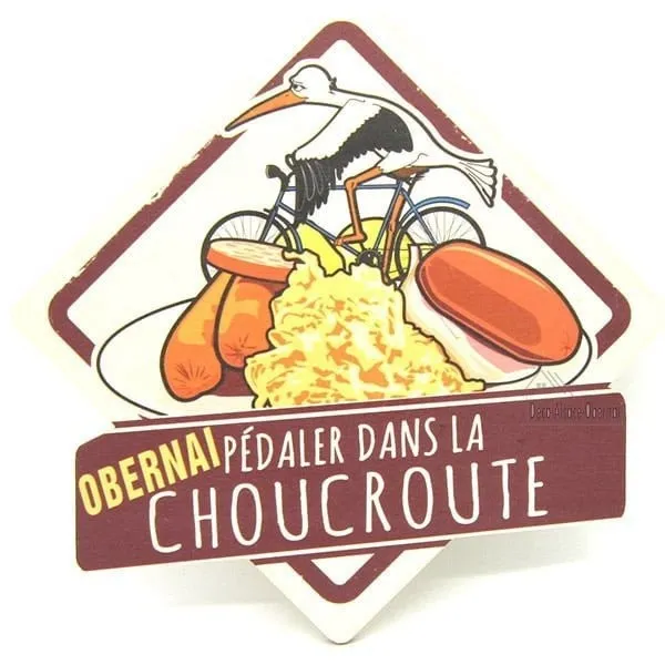 Plaque en Bois Pédaler dans la Choucroute à Obernai Blason Vintage