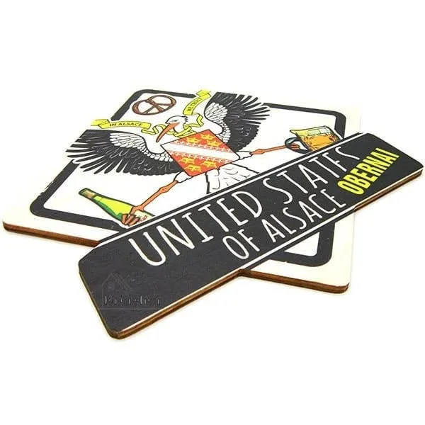 Vintage United States of Alsace Wooden Plaque in Obernai Coat of Arms