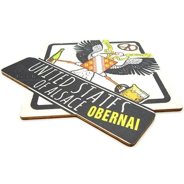 Vintage United States of Alsace Wooden Plaque in Obernai Coat of Arms