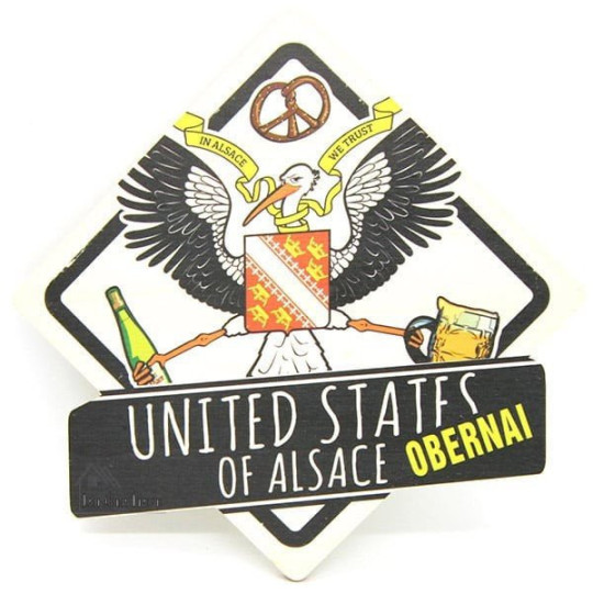Plaque en Bois United States of Alsace à Obernai Blason Vintage